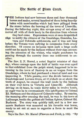 The Battle of Plum Creek story from the book Indian Depredations by J.W. Wilbarger