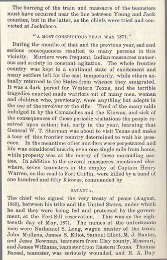 Satanta, Satank and Big Tree's Raid story from the book Indian Depredations in Texas by J. W. Wilbarger