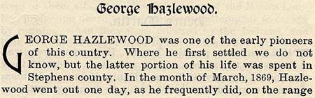 Hazlewood story by Wilbarger