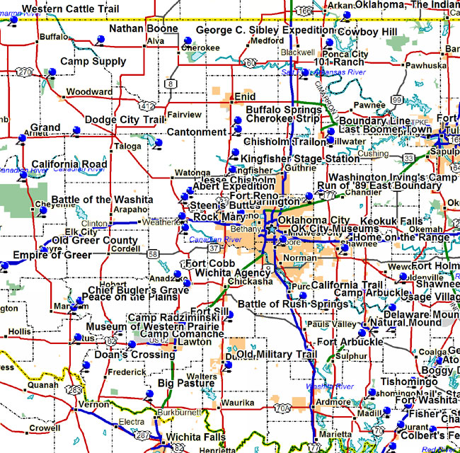 Western Oklahoma Map
